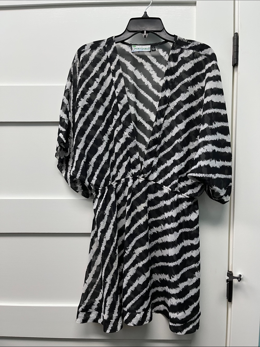 Black & White Zebra Print Sheer Dress by Portocruz